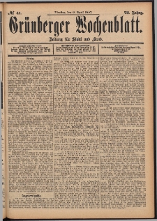 Grünberger Wochenblatt: Zeitung für Stadt und Land, No. 41. (6. April 1897)