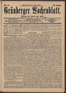 Grünberger Wochenblatt: Zeitung für Stadt und Land, No. 45. (15. April 1897)