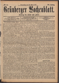 Grünberger Wochenblatt: Zeitung für Stadt und Land, No. 51. (29. April 1897)