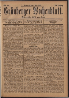 Grünberger Wochenblatt: Zeitung für Stadt und Land, No. 52. (1. Mai 1897)