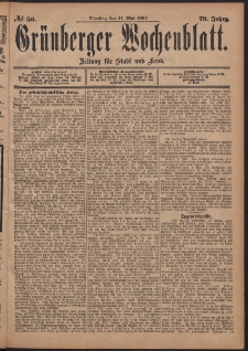 Grünberger Wochenblatt: Zeitung für Stadt und Land, No. 56. (11. Mai 1897)