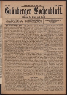 Grünberger Wochenblatt: Zeitung für Stadt und Land, No. 57. (13. Mai 1897)