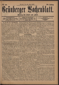 Grünberger Wochenblatt: Zeitung für Stadt und Land, No. 59. (18. Mai 1897)