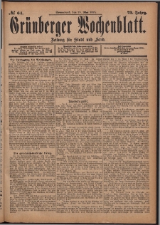 Grünberger Wochenblatt: Zeitung für Stadt und Land, No. 64. (29. Mai 1897)
