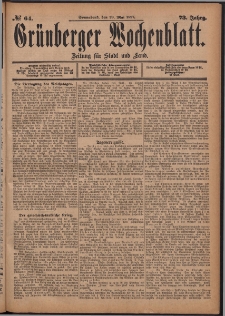 Grünberger Wochenblatt: Zeitung für Stadt und Land, No. 64. (29. Mai 1897)