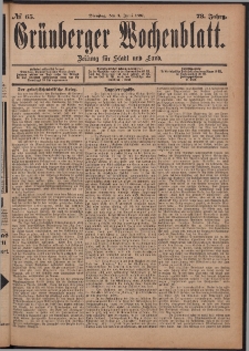 Grünberger Wochenblatt: Zeitung für Stadt und Land, No. 65. (1. Juni 1897)