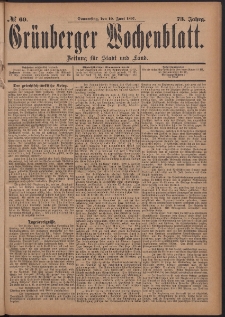 Grünberger Wochenblatt: Zeitung für Stadt und Land, No. 69. (10. Juni 1897)