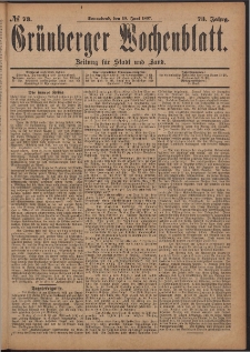 Grünberger Wochenblatt: Zeitung für Stadt und Land, No. 73. (19. Juni 1897)