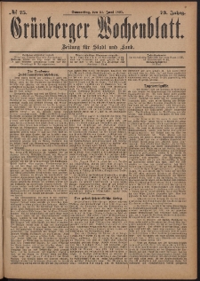 Grünberger Wochenblatt: Zeitung für Stadt und Land, No. 75. (24. Juni 1897)