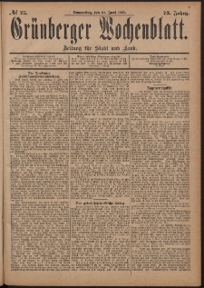 Grünberger Wochenblatt: Zeitung für Stadt und Land, No. 75. (24. Juni 1897)