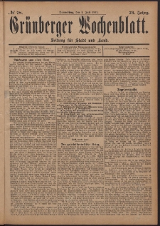 Grünberger Wochenblatt: Zeitung für Stadt und Land, No. 78. (1. Juli 1897)