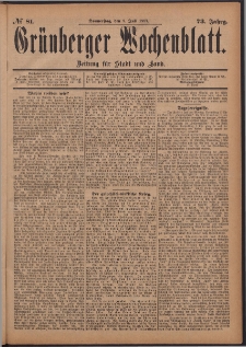 Grünberger Wochenblatt: Zeitung für Stadt und Land, No. 81. (8. Juli 1897)