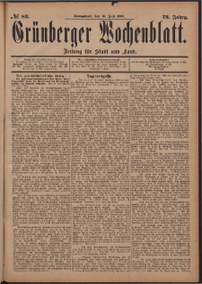 Grünberger Wochenblatt: Zeitung für Stadt und Land, No. 82. (10. Juli 1897)