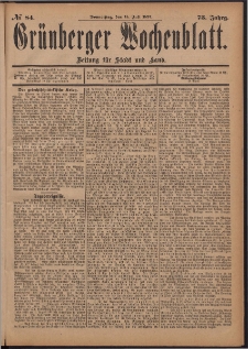 Grünberger Wochenblatt: Zeitung für Stadt und Land, No. 84. (15. Juli 1897)