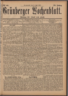 Grünberger Wochenblatt: Zeitung für Stadt und Land, No. 85. (17. Juli 1897)