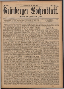 Grünberger Wochenblatt: Zeitung für Stadt und Land, No. 86. (20. Juli 1897)