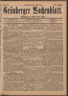 Grünberger Wochenblatt: Zeitung für Stadt und Land, No. 88. (24. Juli 1897)