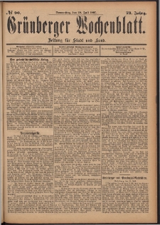 Grünberger Wochenblatt: Zeitung für Stadt und Land, No. 90. (29. Juli 1897)