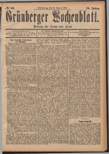 Grünberger Wochenblatt: Zeitung für Stadt und Land, No. 96. (12. August 1897)