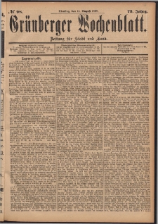 Grünberger Wochenblatt: Zeitung für Stadt und Land, No. 98. (17. August 1897)