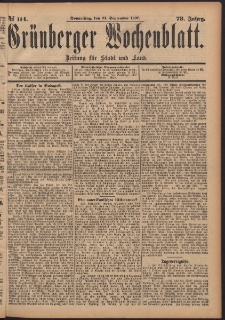 Grünberger Wochenblatt: Zeitung für Stadt und Land, No. 114. (23. September 1897)