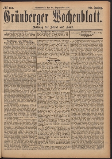 Grünberger Wochenblatt: Zeitung für Stadt und Land, No. 115. (25. September 1897)