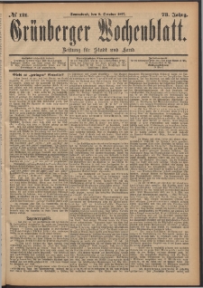 Grünberger Wochenblatt: Zeitung für Stadt und Land, No. 121. (9. October 1897)
