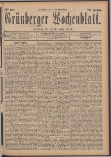 Grünberger Wochenblatt: Zeitung für Stadt und Land, No. 125. (19. October 1897)
