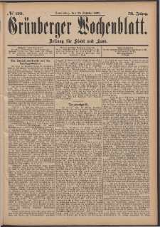 Grünberger Wochenblatt: Zeitung für Stadt und Land, No. 129. (28. October 1897)