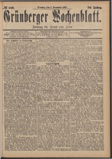 Grünberger Wochenblatt: Zeitung für Stadt und Land, No. 146. (7. December 1897)