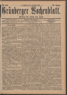 Grünberger Wochenblatt: Zeitung für Stadt und Land, No. 149. (14. December 1897)