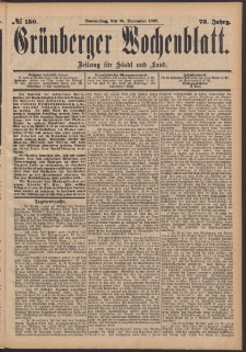 Grünberger Wochenblatt: Zeitung für Stadt und Land, No. 150. (16. December 1897)