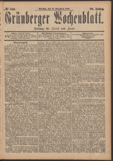 Grünberger Wochenblatt: Zeitung für Stadt und Land, No. 152. (21. December 1897)
