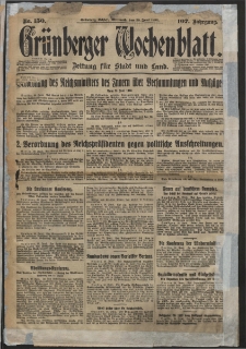 Gr&uuml;nberger Wochenblatt: Zeitung f&uuml;r Stadt und Land, No. 150. (29. Juni 1932)