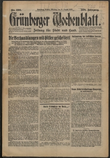 Grünberger Wochenblatt: Zeitung für Stadt und Land, No. 190. (15. August 1932)