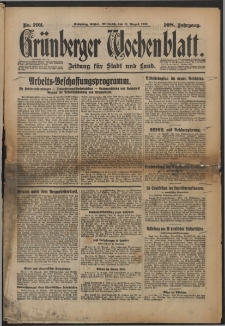 Grünberger Wochenblatt: Zeitung für Stadt und Land, No. 192. (17. August 1932)