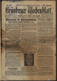 Grünberger Wochenblatt: Zeitung für Stadt und Land, No. 195. (20/21. August 1932)