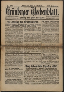 Grünberger Wochenblatt: Zeitung für Stadt und Land, No. 200. (26. August 1932)