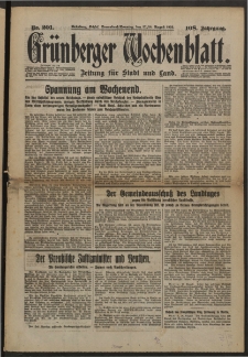Grünberger Wochenblatt: Zeitung für Stadt und Land, No. 201. (27/28. August 1932)