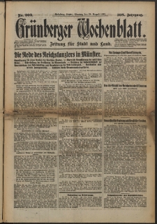 Grünberger Wochenblatt: Zeitung für Stadt und Land, No. 202. (29. August 1932)