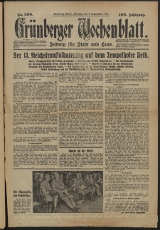 Grünberger Wochenblatt: Zeitung für Stadt und Land, No. 208. (5. September 1932)