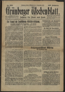 Grünberger Wochenblatt: Zeitung für Stadt und Land, No. 210. (7. September 1932)