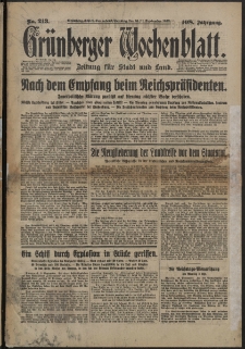 Grünberger Wochenblatt: Zeitung für Stadt und Land, No. 213. (10/11. September 1932)