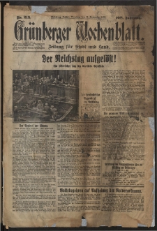 Grünberger Wochenblatt: Zeitung für Stadt und Land, No. 215. (13. September 1932)