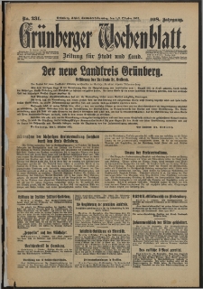 Grünberger Wochenblatt: Zeitung für Stadt und Land, No. 231. (1/2. Oktober 1932)