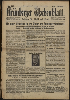 Gr&uuml;nberger Wochenblatt: Zeitung f&uuml;r Stadt und Land, No. 235. (6. Oktober 1932)