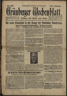Grünberger Wochenblatt: Zeitung für Stadt und Land, No. 235. (6. Oktober 1932)