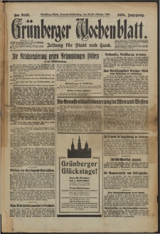 Grünberger Wochenblatt: Zeitung für Stadt und Land, No. 249. (22/23. Oktober 1932)
