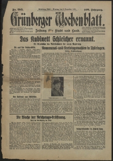 Grünberger Wochenblatt: Zeitung für Stadt und Land, No. 285. (5. Dezember 1932)