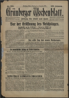 Grünberger Wochenblatt: Zeitung für Stadt und Land, No. 286. (6. Dezember 1932)